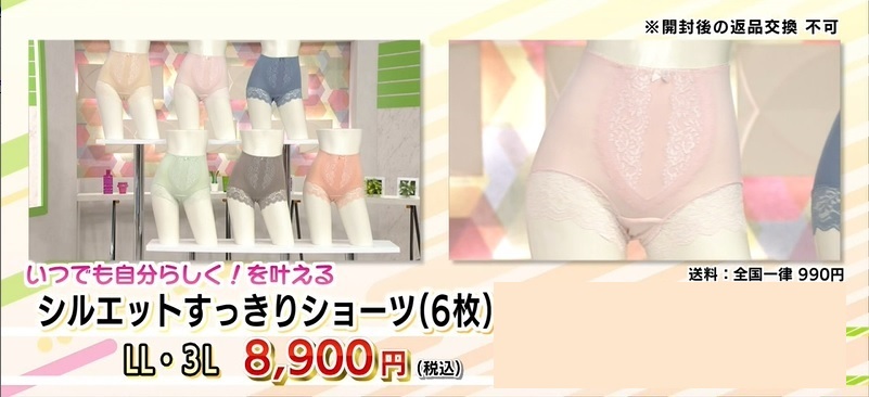 シルエットスッキリショーツ（LLまたは３L）６枚セット