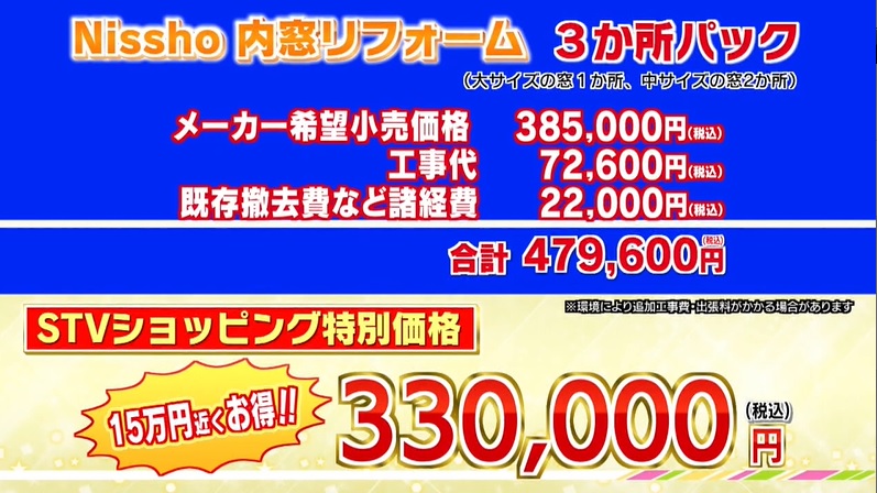 内窓３か所パック　価格
